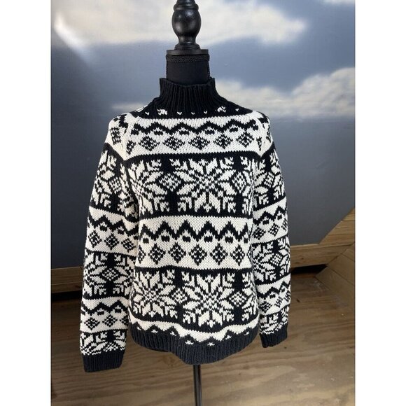 Ann Taylor Sweaters - Ann Taylor Black White Snowflake Sweater Med Ski Holiday Preppy Cozy Farmhouse